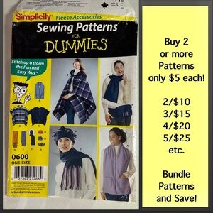 Simplicity 0600 Fleece Accessories Sewing Pattern Uncut (One Size)